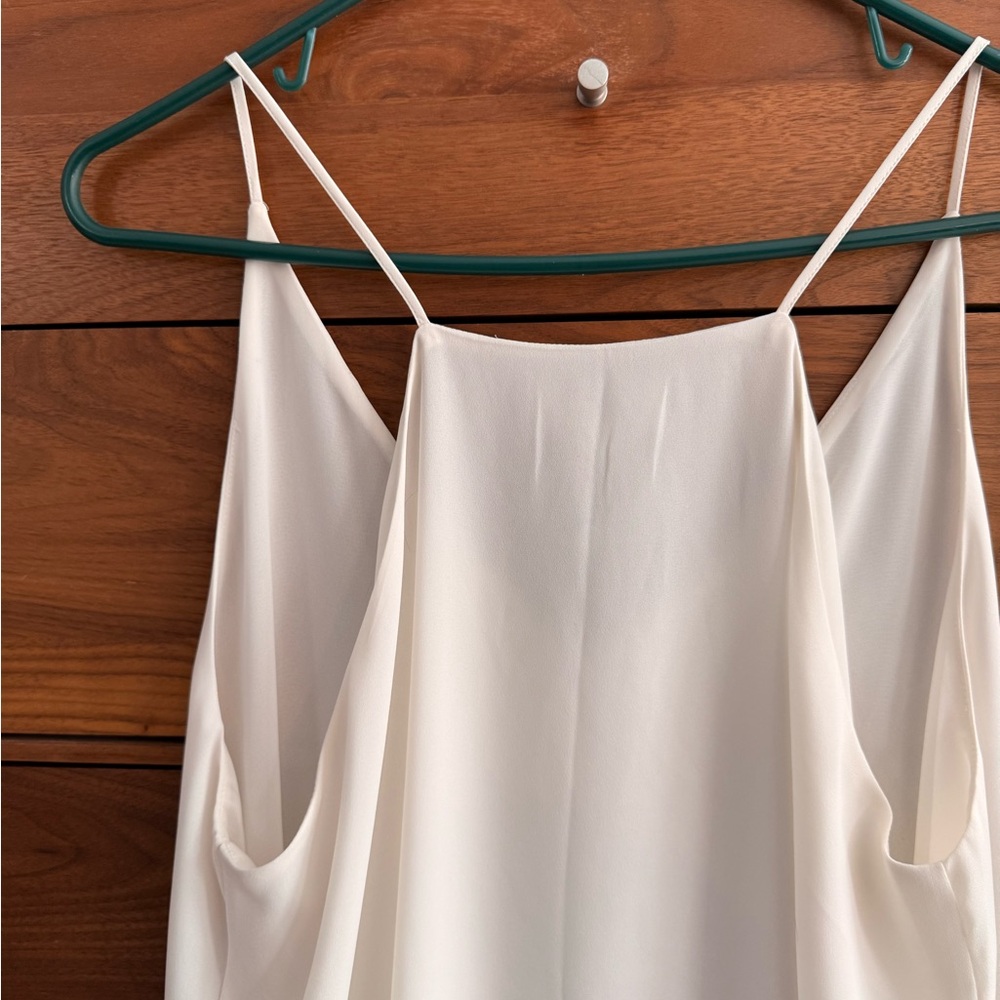 LOFT Women's White Chiffon Camisole White V-neck Size L - Picture 5 of 7